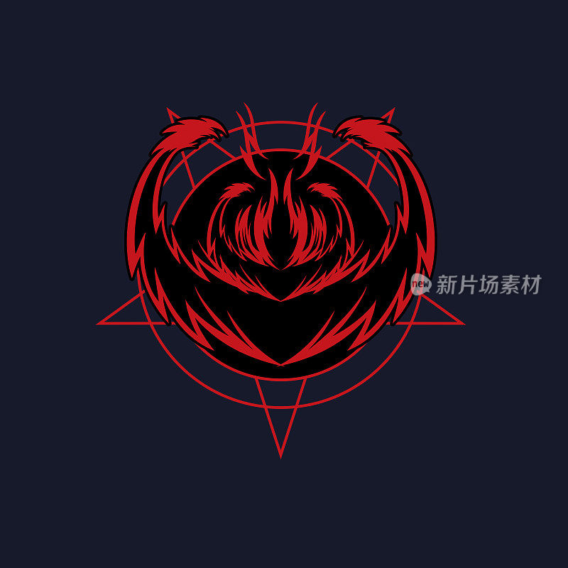 Abstract Red Dragon Symbol